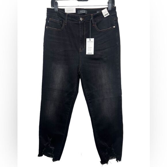 Judy Blue Black Knoxville High Waisted Destroyed Hem Cropped Straight Jeans 31 - Picture 2 of 12